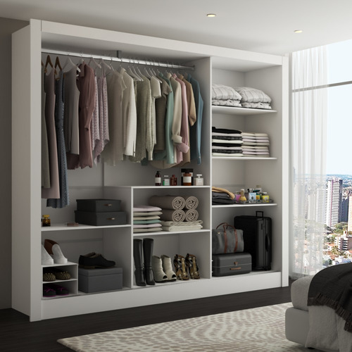 Guarda-roupa Casal Katherine Slim 3 Portas Com Espelho Cor Branco