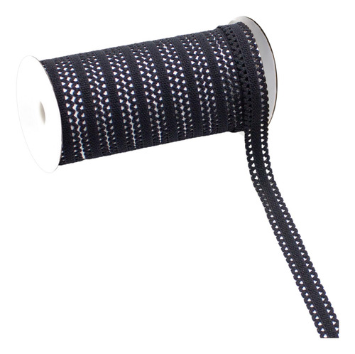 Cinta De Encaje Elástico De 10 Yardas (12 Mm) De Negro