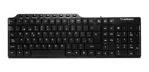 Teclado Alambrico Ergonomico Usb Pc Multimedia True Basix