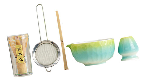 5pcs Matcha Set, , Japonés, Utensilios Artesanales Azul