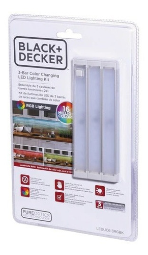 Kit 3 Barras De Luces Led Cambian De Color Black+decker