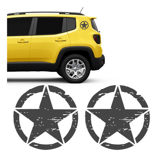 Kit Adesivos Estrela Militar Jeep Renegade Preto Prata Cinza