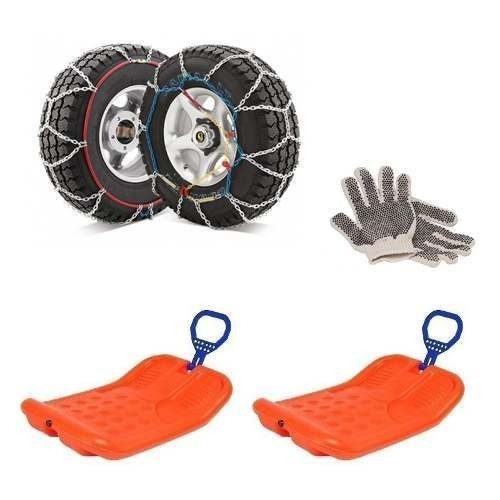 Kit Cadenas Nieve 16mm + 2 Culipatines Con Manija + Guantes