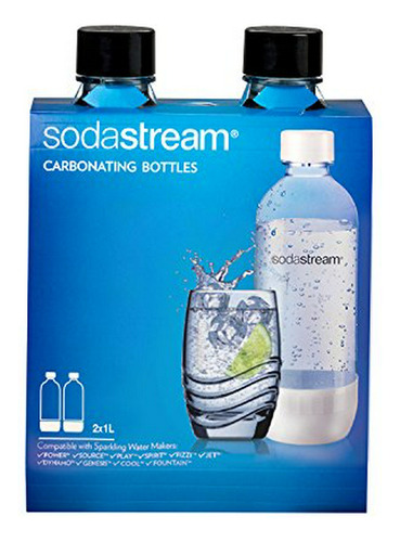 Sodastream 1l Carbonatado Botellas De Negro (twin Pack)