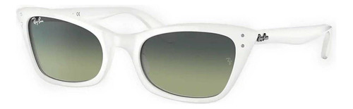 Óculos de sol Ray-Ban Lady Burbank Small armação de acetato cor polished white, lente green/blue degradada, haste polished white de acetato - RB2299