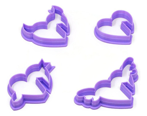 Cortadores Galletas Corazones Mini Para Taza San Valentín Color Violeta