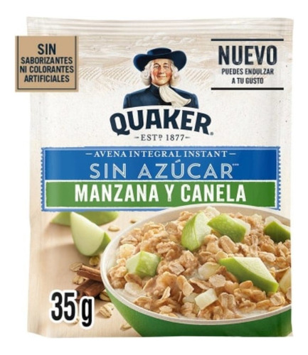 10 Pzas Avena Integral Quaker Instant Manzana Y Canela Sin A