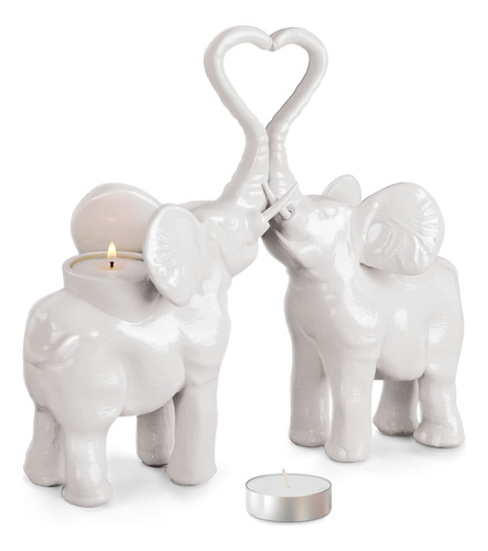 Portavelas Elefante Blanco 10.2 (juego De 2)  Regalos De.