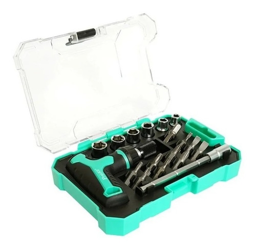 Imagen 2 de 8 de Kit Set Destornillador Tubo Tipo T Proskit Sd-2320m Ratchet