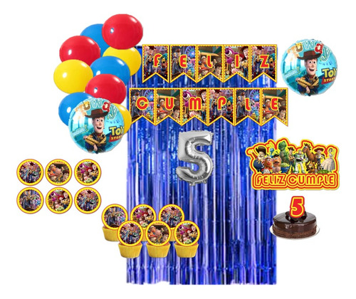 Globos Combo De Toy Story, Toppers, Banderin, Cortina
