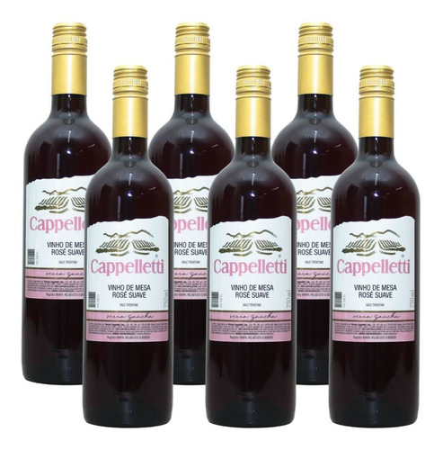 Vinho Rosé Suave Vinícola Cappelletti Serra Gaúcha Kit 6