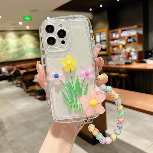 Funda Flor Lavanda Sujetador Anticaidas Para Samsung + Mica