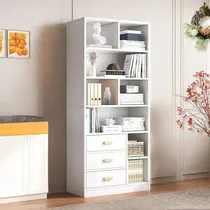 Comprar Libreros Minimalista En Madera Con Organizador De 3 Cajones