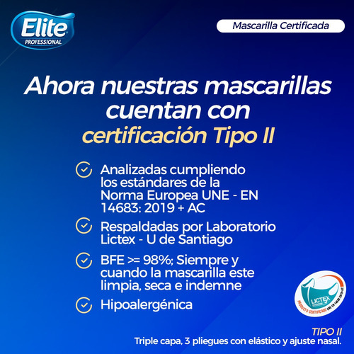 Mascarilla Desechable 50u Elite Professional