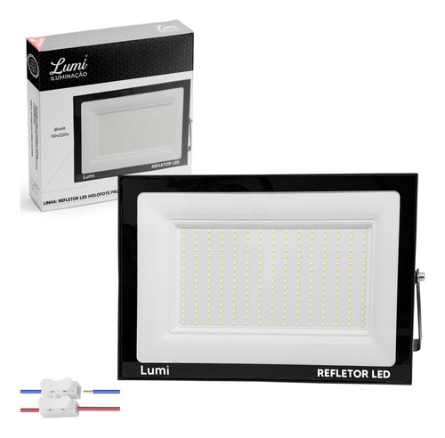 Refletor Lumi Led Holofote 500w Branco Frio Externo Prova D'agua Cor Da Carcaça Preto Cor Da Luz Branco-frio Bivolt Automático (110v - 220v)