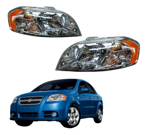 Par Faros Chevrolet Aveo 2008 2009 2010 2011 Sedan 4p