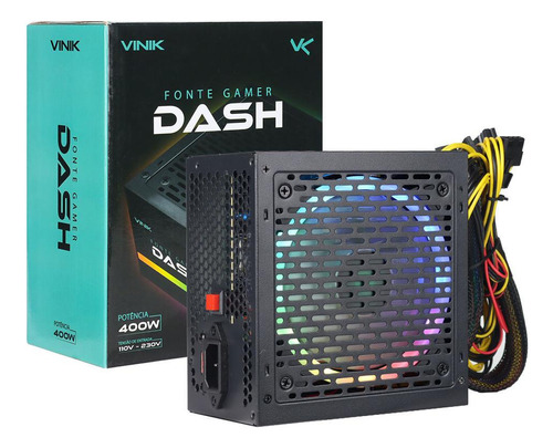 Fonte Gamer Atx 400w Real Vinik Dash Rgb Vfg400pr 110/220 Cor Preto 110V/220V