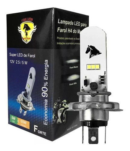 1 Lampada Moto H4 Super Led Efeito Xenon 8000k Cg Ybr Cb