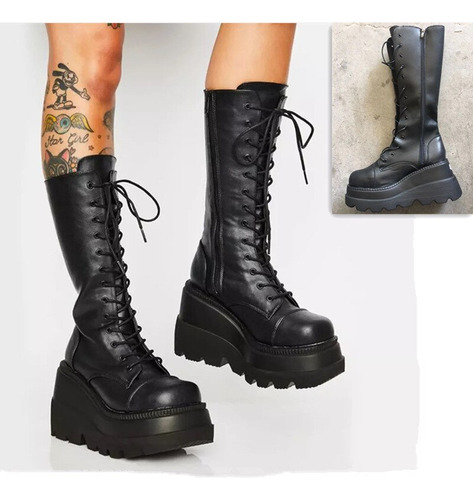 Zapatos De Calle Punk Goth Ins Para Mujer, Botas De Combate