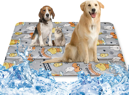 Tapete Perros Y Gatos Refrescante Xl90*60 Calor Playa Fresco Gris