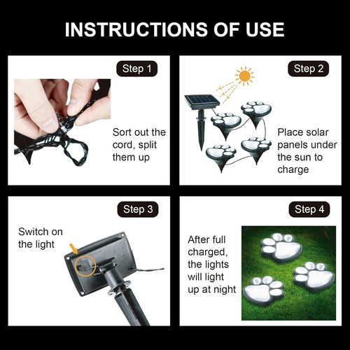 Luces Solares Con Estampado De Huellas De Animales, Decoraci