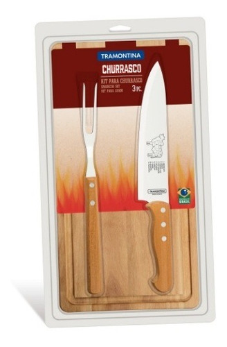 Kit Churrasco 3 Peças - Tramontina 22399/076 - Aço Inox