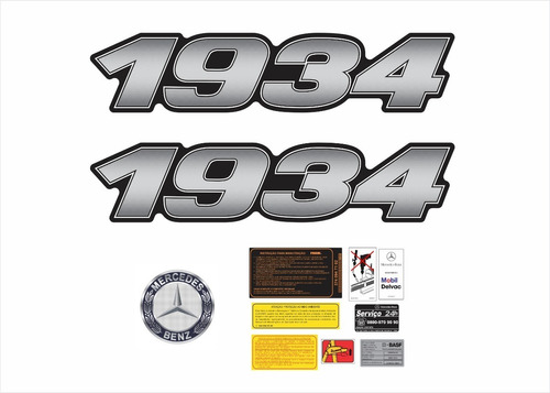 Kit Adesivo Resinado Etiquetas Para Mercedes Benz 1934 18228 Cor Prata