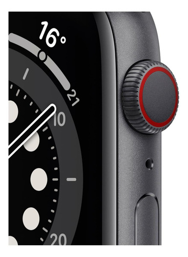 Imagem 2 de 8 de Apple Watch Series 6 (GPS+Cellular) - Caixa de alumínio cinza-espacial de 44 mm - Pulseira esportiva preto
