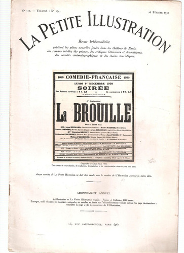 Revista La Petite Illustration Nº 517 Febrero 1931