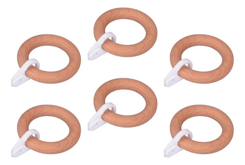 W 6 Anillos Para Poste De Cortina, Anillos De Madera Para