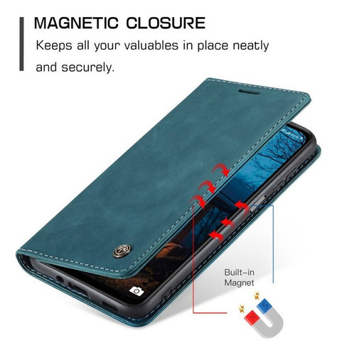 Funda magnética de piel para Samsung Galaxy M53 5g - Color verde