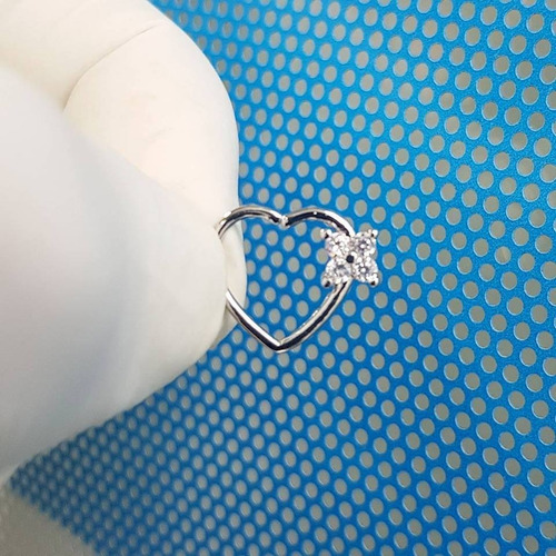 Imagen 3 de 5 de Corazon Con Flor Strass Piercing Argentina ®