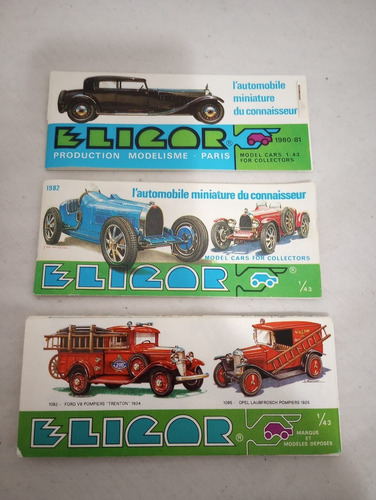 3 Catálogos Eligor (coches A Escala). Década 80