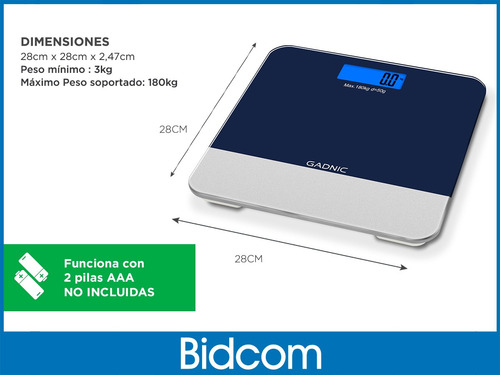 Imagen 6 de 9 de Balanza Corporal De Baño Digital Gadnic Pro G02 Kilos Salud