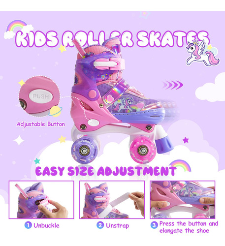 Patines Ajustables Para Niños Con Ruedas Brillantes Talla De Los Patines 0 Mm Púrpura