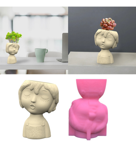 Doll Flower Pot Silicone Mould For Succulent Plants Unique P