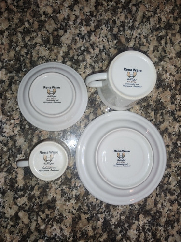 Set (taza Cafe/plato + Taza Cafe Con Leche/plato) Rena Ware 