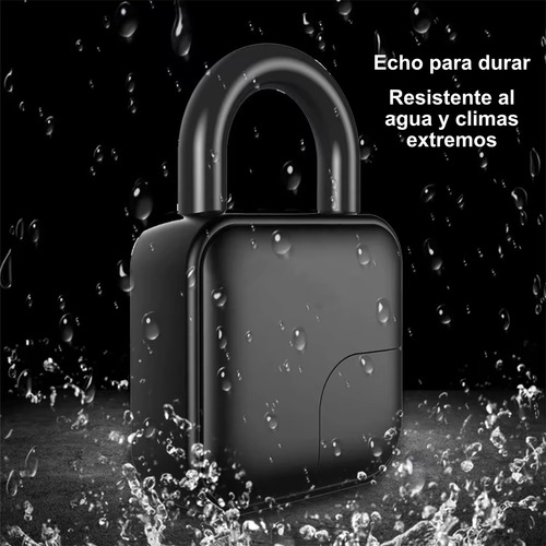 Candado Huella Digital Bluetooth Resistente Al Agua Ap Tuya Color Negro
