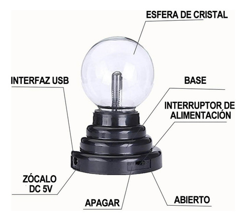 Abajur Luminaria Globo Plasma Bola Cristal Mesa Touch Magica