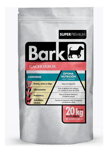 Bark Super Premium alimento para perro cachorro en bolsa de 20kg