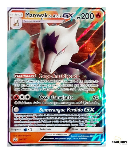 Carta Pokemon Marowak De Alola Gx (sm187)