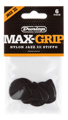 Set 6 Uñetas Max Grip Jazz Iii Stiffo-6 Dunlop 471p3s