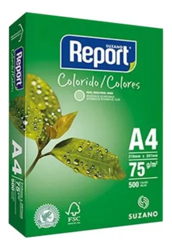 Papel De Color Verde 500 Hojas A4 75 Grs Report Colors