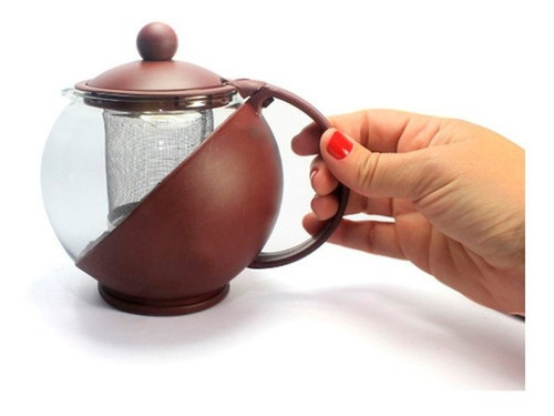 Imagen 6 de 10 de Tetera Cafetera Vidrio Con Filtro Infusor Te En Hebras 750ml