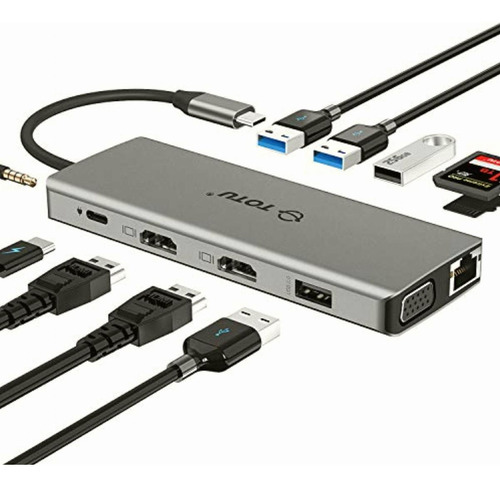 Totu 13 En 1 Hub Tipo C Con Ethernet, 4k Usb C A 2 Hdmi,