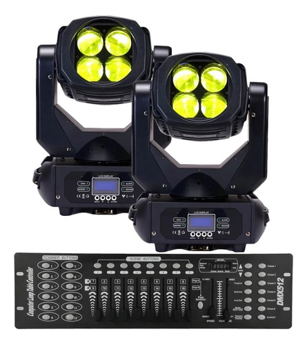 2 Moving Head Beam 100w 4 X 25w Caleidoscópio + Mesa Dmx 110v/220v