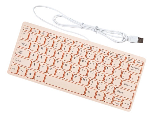 Teclado Com Fio Digação Confortável Mini Conveniente Rosa