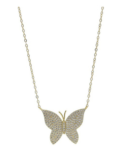 Collar De Mariposa De Circón Cúbico Para Mujer,   Dorado