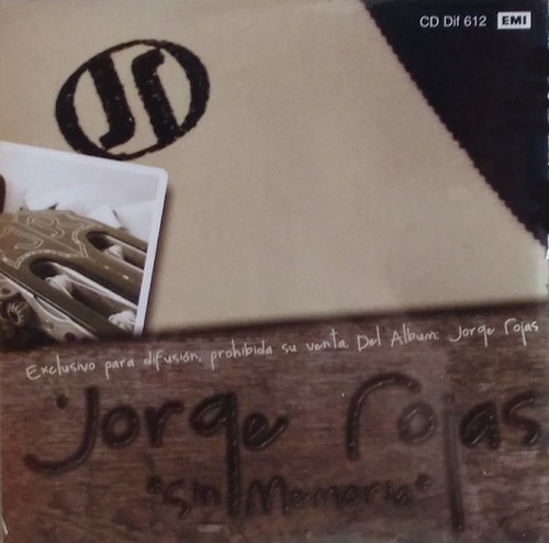 Cd Jorge Rojas - Sin Memoria Single Difusión Promo Nocher 