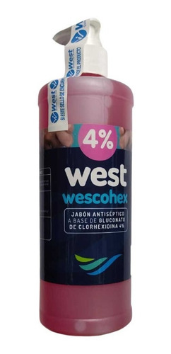 Imagen 1 de 2 de Wescohex Jabon Al 4% Clorhexidina Frasco X 500 Ml